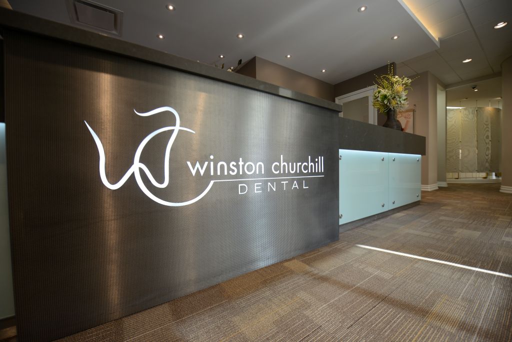 Winston Churchill Reception Desk close up